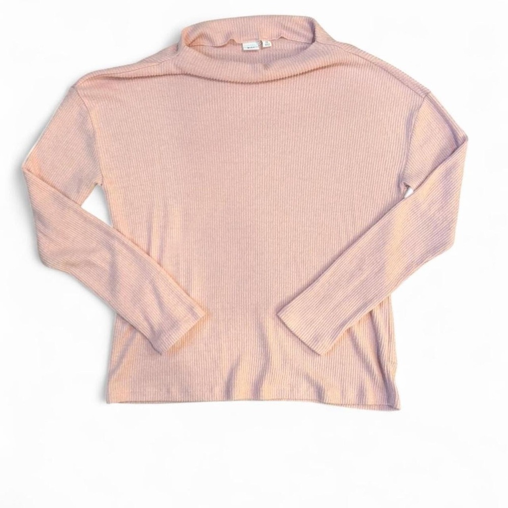 GAP Blush Pink Soft Texture MockNeck Ribbed Ballet-core Coquette Sweater Size XS